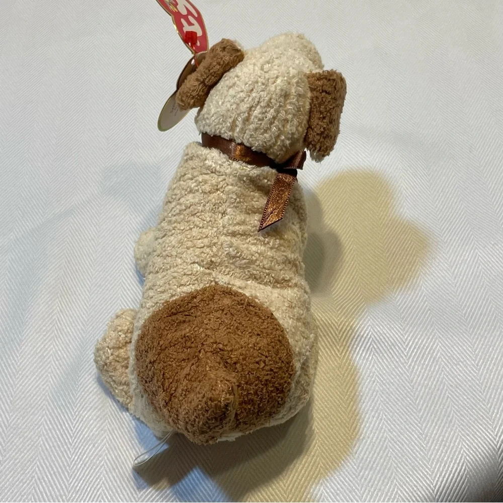 Ty Beanie Baby Dog Rufus. Tan and brown NWT